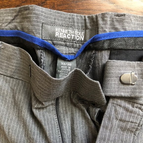 Kenneth Cole reaction mens gray striped pants chinos 33 W x 28 L - Picture 2 of 6